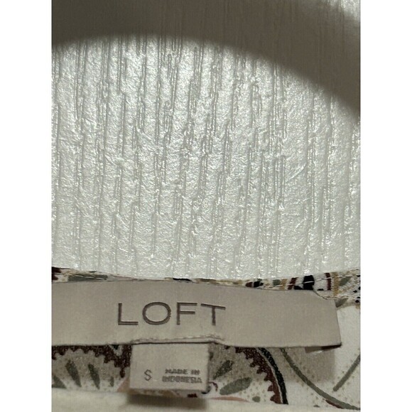 LOFT Floral Blouson Long Sleeve Blouse Top Pink Cream Square Neck Size Small - Picture 15 of 15